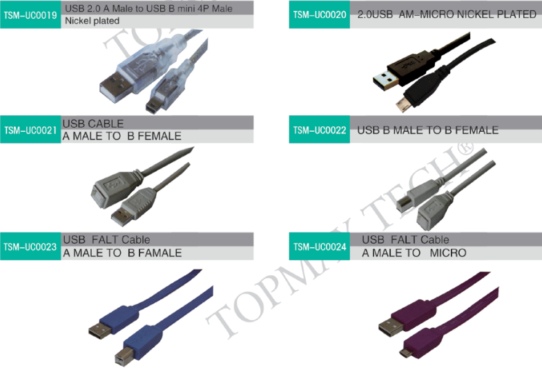 mini USB Cable, Micro USB Cable, USB 3.0 Cable