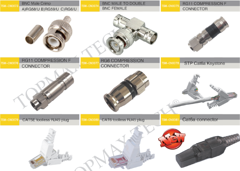 BNC | RG11 COMPRESSION F CONNECTOR | RG6 | CAT6 | CAT6A | CAT5E